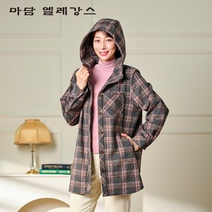 [시즌오프] 마담엘레강스 첼시 후드 체크 울자켓 1종