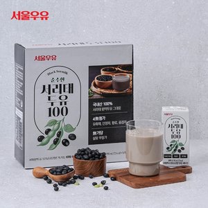 서울우유 순수한 국산콩 서리태 두유 100 190ml 16팩-쥐눈이콩 검은콩 약콩 두유