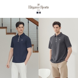 [Elégance Sports] 26SS 남성 썸머 메쉬 시어서커 카라 티셔츠 2종