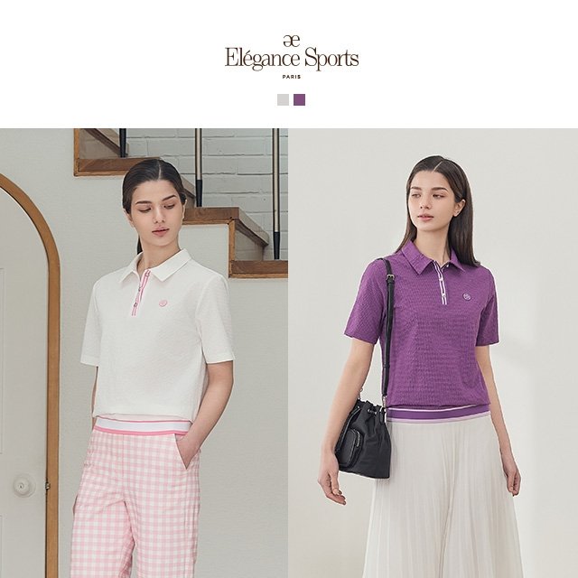 [Elégance Sports] 26SS 여성 썸머 메쉬 시어서커 카라 티셔츠 2종
