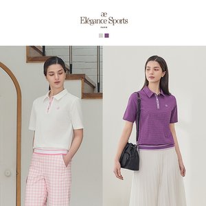[Elégance Sports] 26SS 여성 썸머 메쉬 시어서커 카라 티셔츠 2종