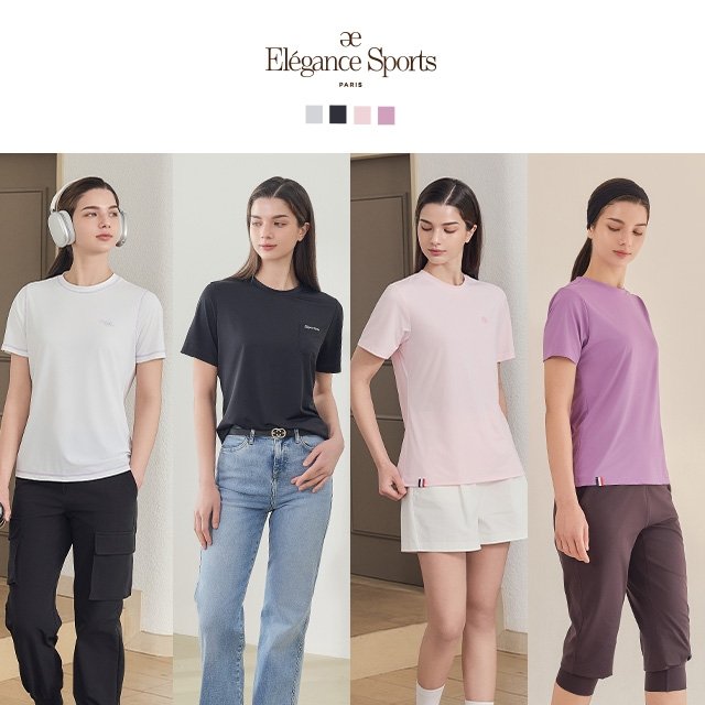 [Elégance Sports] 26SS 여성 냉감 기능성 쿨 메쉬 라운드 티셔츠 4종