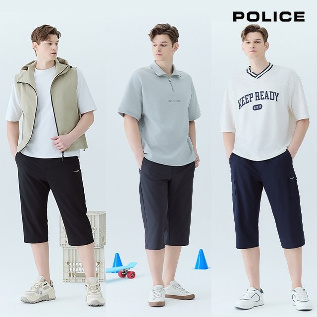 [POLICE]폴리스 24SS 최신상! 기능성 7부팬츠 3종, 남녀공용