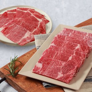 [농협안심한우] 1등급 순삭구이 대패구이용 2팩 + 샤브샤브용 2팩