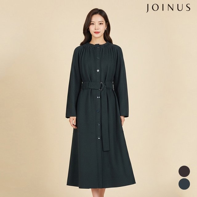조이너스 단추 디자인 벨티드 롱 원피스_JCBW0-WOP040