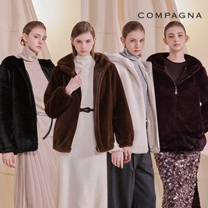 25FW 꼼빠니아 뉴 시그니처 FAUX 밍크퍼 하프 코트 1종