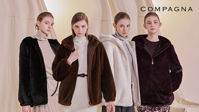 25FW 꼼빠니아 뉴 시그니처 FAUX 밍크퍼 하프 코트 1종