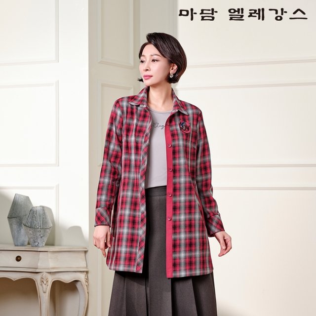 25SS 마담엘레강스 체크러브 앙상블 (자켓+블라우스)
