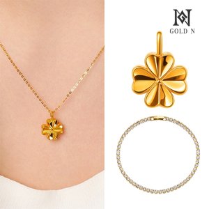 골드앤 순금 24K 샤이닝 클로버 팬던트+샤이닝 테니스 팔찌(24K 팬던트+브라스 테니스 팔찌)