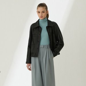 25 봄  FAUX 레더 블루종 자켓