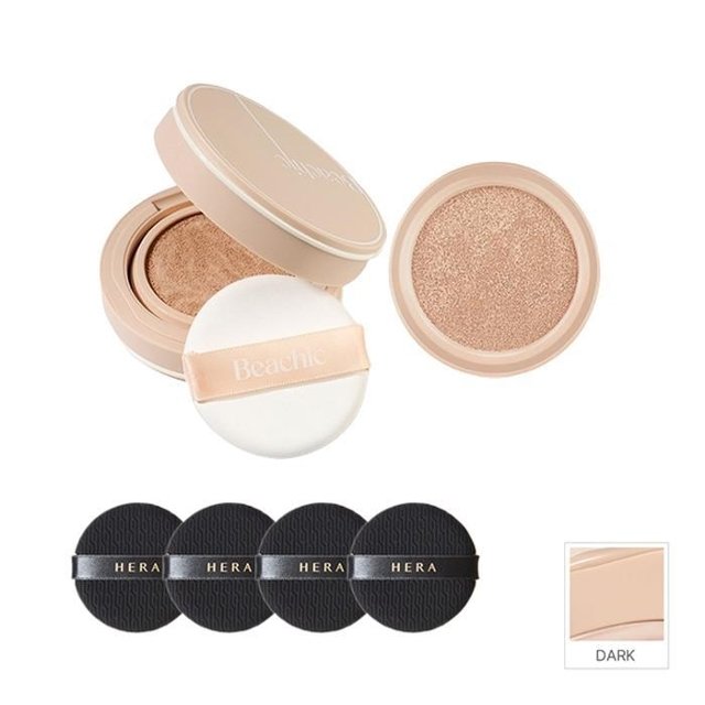 비칙 윤광 커버쿠션 본품 + 리필 어두운피부용 + 헤라 블랙쿠션 퍼프 4매