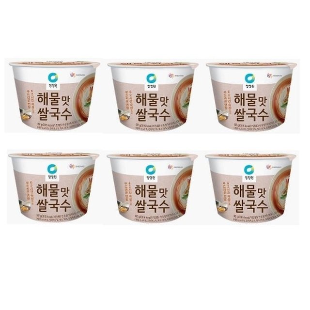 청정원 해물맛 컵쌀국수 92gx6 맛있는 간식간편식 한국식품