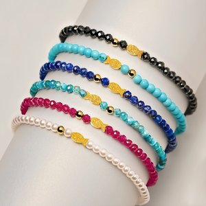 골드앤 순금 24K 샤인 행운 물고기 천연석 비즈 팔찌