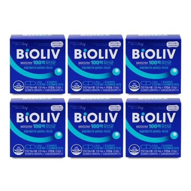 바이오리브 100억 유산균 120mg x 30캡슐 X 6박스 I