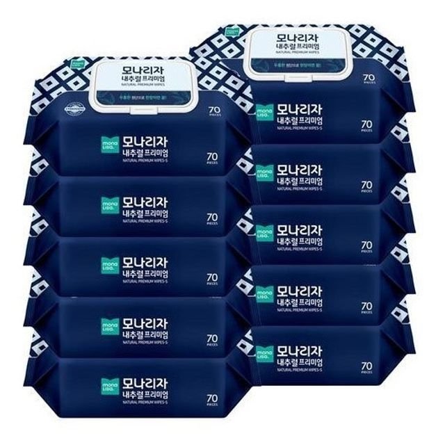 고품질 모나리자 내추럴 프리미엄 엠보싱 물티슈 70매 10개 (WFGI422)