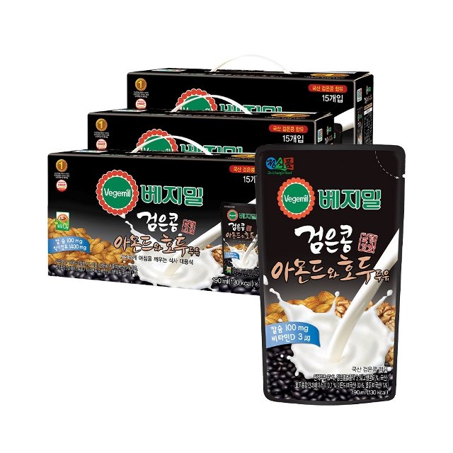 베지밀 검은콩 아몬드 호두 두유(파우치) 190mlx45봉