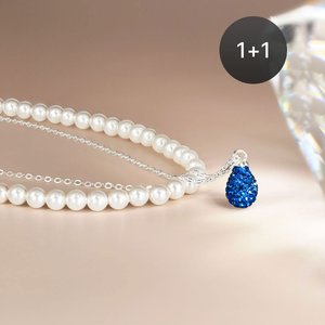 스와로브스키 진주 4mm 실버 목걸이+티얼스 크리스탈 실버 목걸이 2종 세트