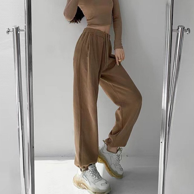 [제라카] 여자 와이드 밑단 스트링 조거팬츠 편한 밴딩바지 MDP073