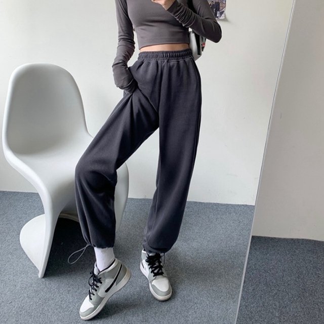 [제라카] 여자 와이드 밑단 스트링 조거팬츠 편한 밴딩바지 MDP073
