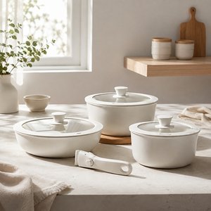 손잡이 탈부착 세라믹코팅 냄비 3종 set+탈착식 손잡이