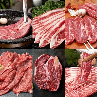 인기부위 소고기모듬 1kg(갈비살200g+업진살200g+척아이롤200g+안심살200g+우삼겹200g)