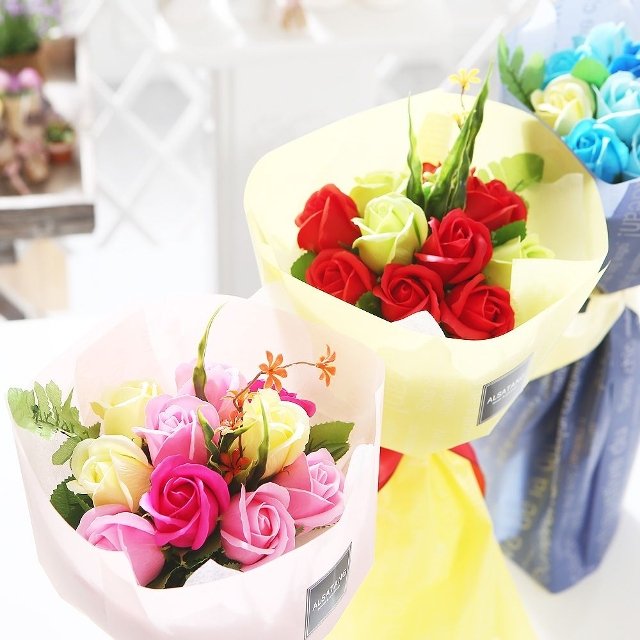 부부의날 선물 성년의날 장미10송이 비누꽃 꽃다발 (WFH8ARK)