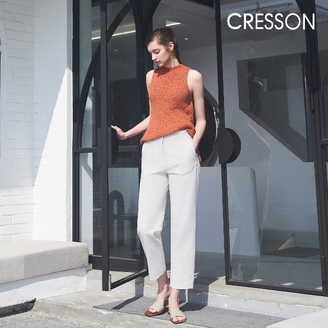 크레송 아이보리 린넨 블렌디드 세미 배기팬츠 C241B401A_03
