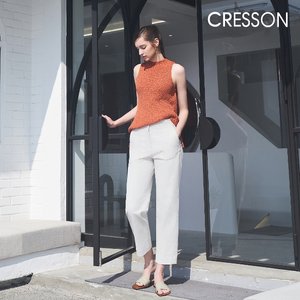 크레송 아이보리 린넨 블렌디드 세미 배기팬츠 C241B401A_03
