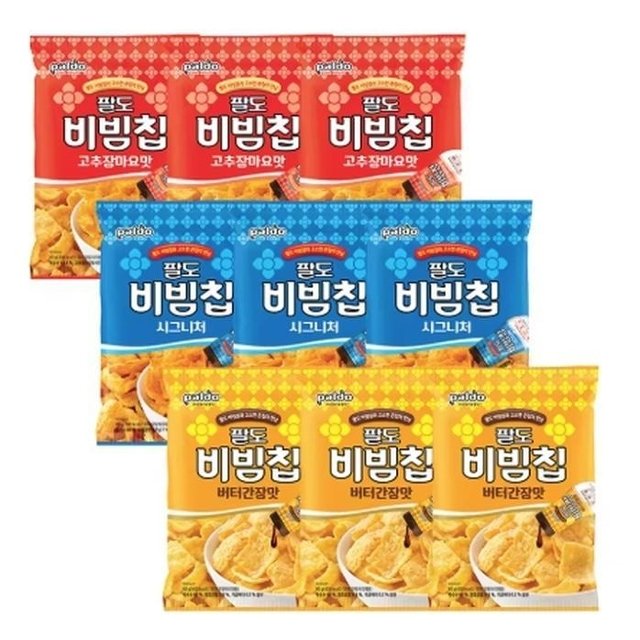 팔도 비빔칩 고추장마요 80g +시그니처 80g+버터간장 80g (각각3개)