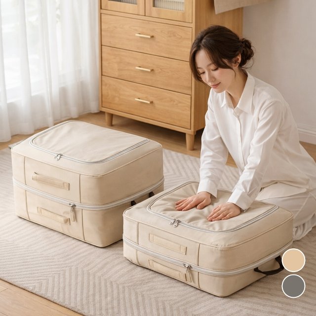 공간절약 이불 압축 파우치 옷장정리 보관 수납함 100L 특대형(50x40x50)