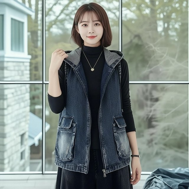 [헬리꽁땡]모니카워싱데님베스트(색상선택)
