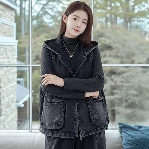 [헬리꽁땡]모니카워싱데님베스트(색상선택)