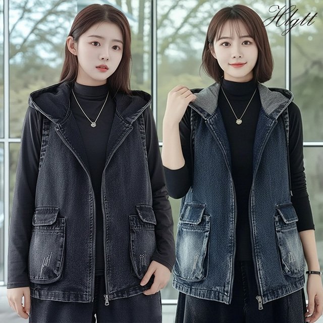 [헬리꽁땡]모니카워싱데님베스트(색상선택)