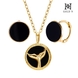 골드앤 14K 앤티크 천연오닉스 웨일테일 목걸이+심플 천연석 오닉스 귀걸이 세트