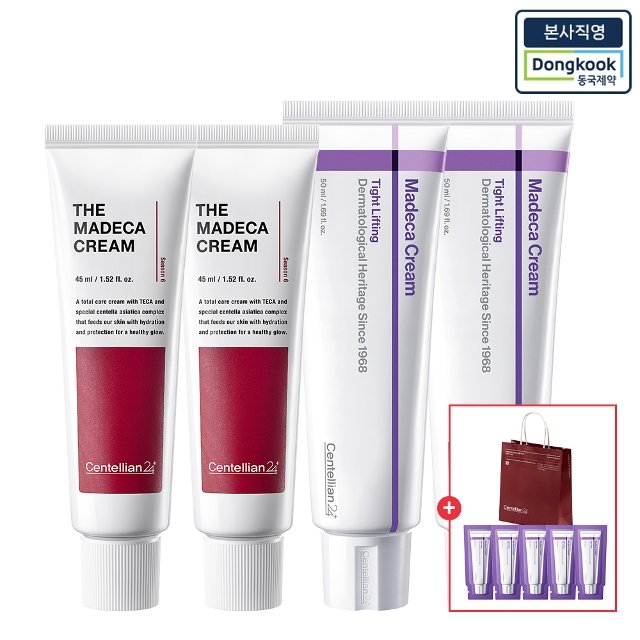 [본사직영]크림 타이트리프팅 50ml 2개+마데카크림 45ml 2개+타이트리프팅 1ml 5매+쇼핑백