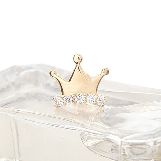 10K 금 왕관 크라운 큐빅 골드 피어싱 (W287249)