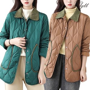 [헬리꽁땡]배색카라골덴퀼팅점퍼(색상선택)