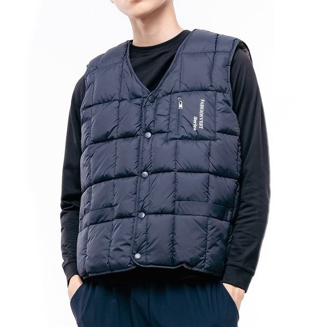겨울 바둑판 누빔 두툼한 융털안감 패딩조끼 이너조끼