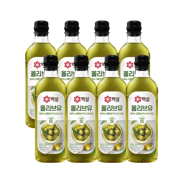 백설 엑스트라버진 압착올리브유 900ml x8개