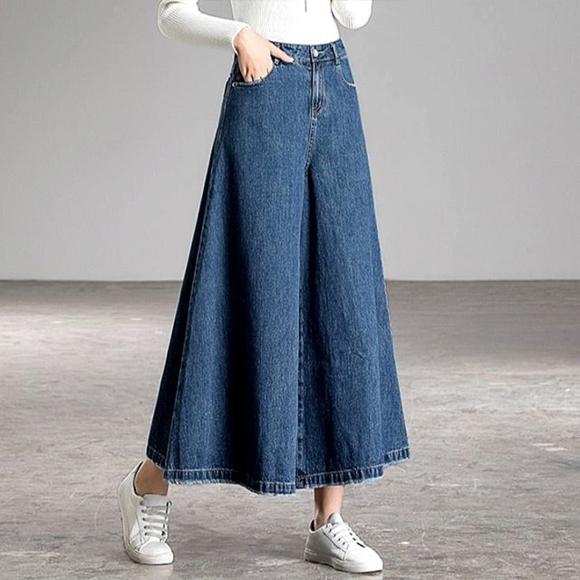 [헬리꽁땡]데님맥시A라인스커트팬츠