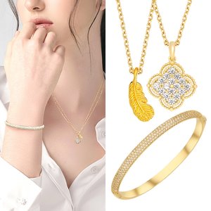 [골드퀸즈] 24K 순금 행운 깃털 세트 (24K 펜던트 + 체인 목걸이 + 더블클로버목걸이 + 오르비스뱅글팔찌)