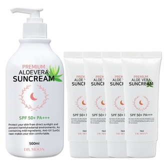 [닥터문] 대용량 프리미엄 알로에베라 선크림 500ml 1개 + 70ml 4개 세트