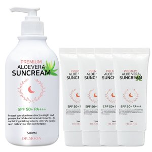 [닥터문] 대용량 프리미엄 알로에베라 선크림 500ml 1개 + 70ml 4개 세트