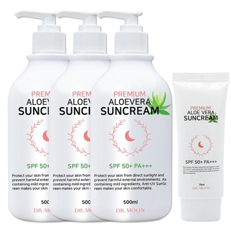 [닥터문] 대용량 프리미엄 알로에베라 선크림 500ml 3개 70ml 1개 세트
