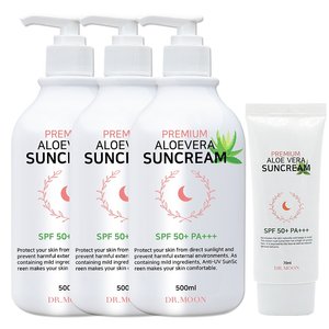 [닥터문] 대용량 프리미엄 알로에베라 선크림 500ml 3개 70ml 1개 세트