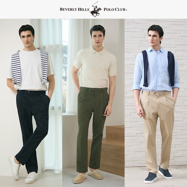 [프리미엄]비버리힐스폴로클럽 SORONA® 컴포트 핀턱 팬츠 2종, 남성