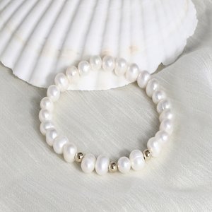 14k 금볼 트리플 담수 진주 팔찌 