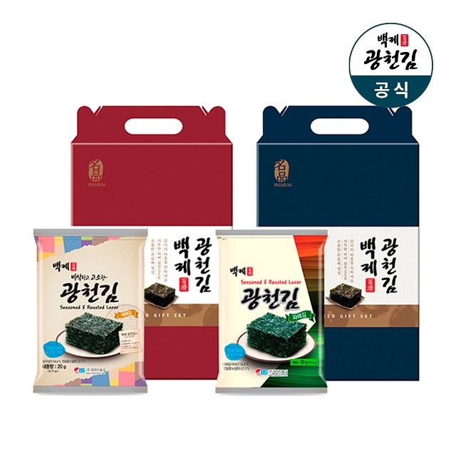 [제휴][5+1] 백제광천김 전장김 10봉 선물세트 (재래/파래)