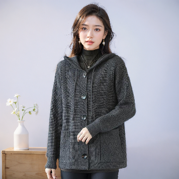 [비니브] 빅버튼 후드니트 가디건