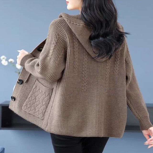 [비니브] 빅버튼 후드니트 가디건